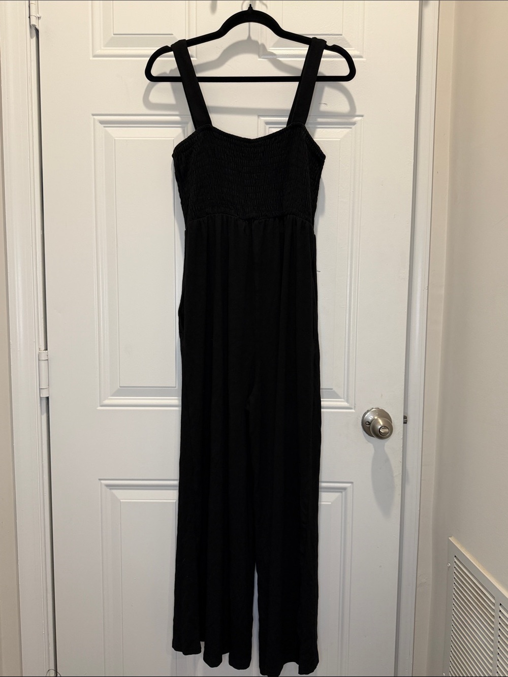 Black Smocked Wide-Strap Jumpsuit - Picture 5 of 5